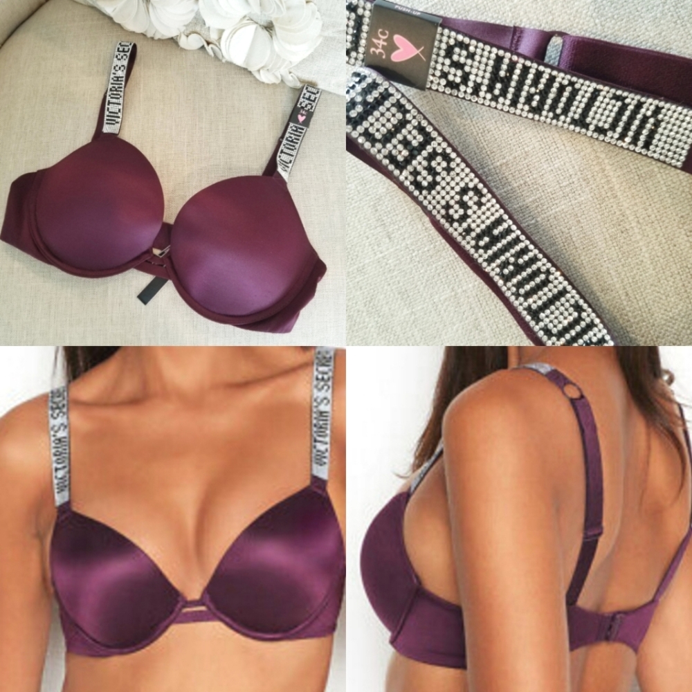 Victoria's Secret Very Sexy Rhinestone Crystal Shine Strap Plush Push-up Bra NWT